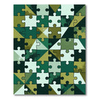 Geometric Olive Mosaic Jigsaw Illustration Rug