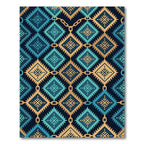Gold and Teal Geometric Chain Link Rug