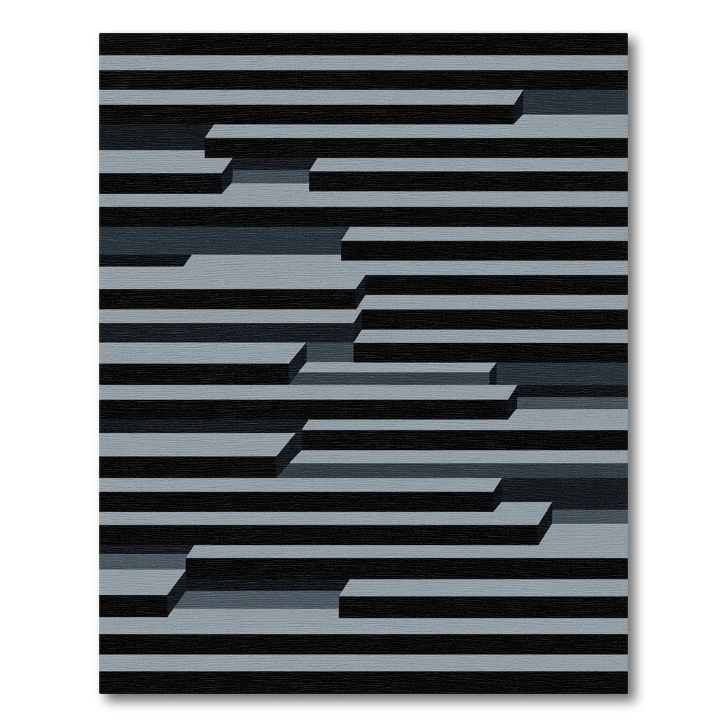 Minimalist Gray Monochromatic Geometric Layered Rug