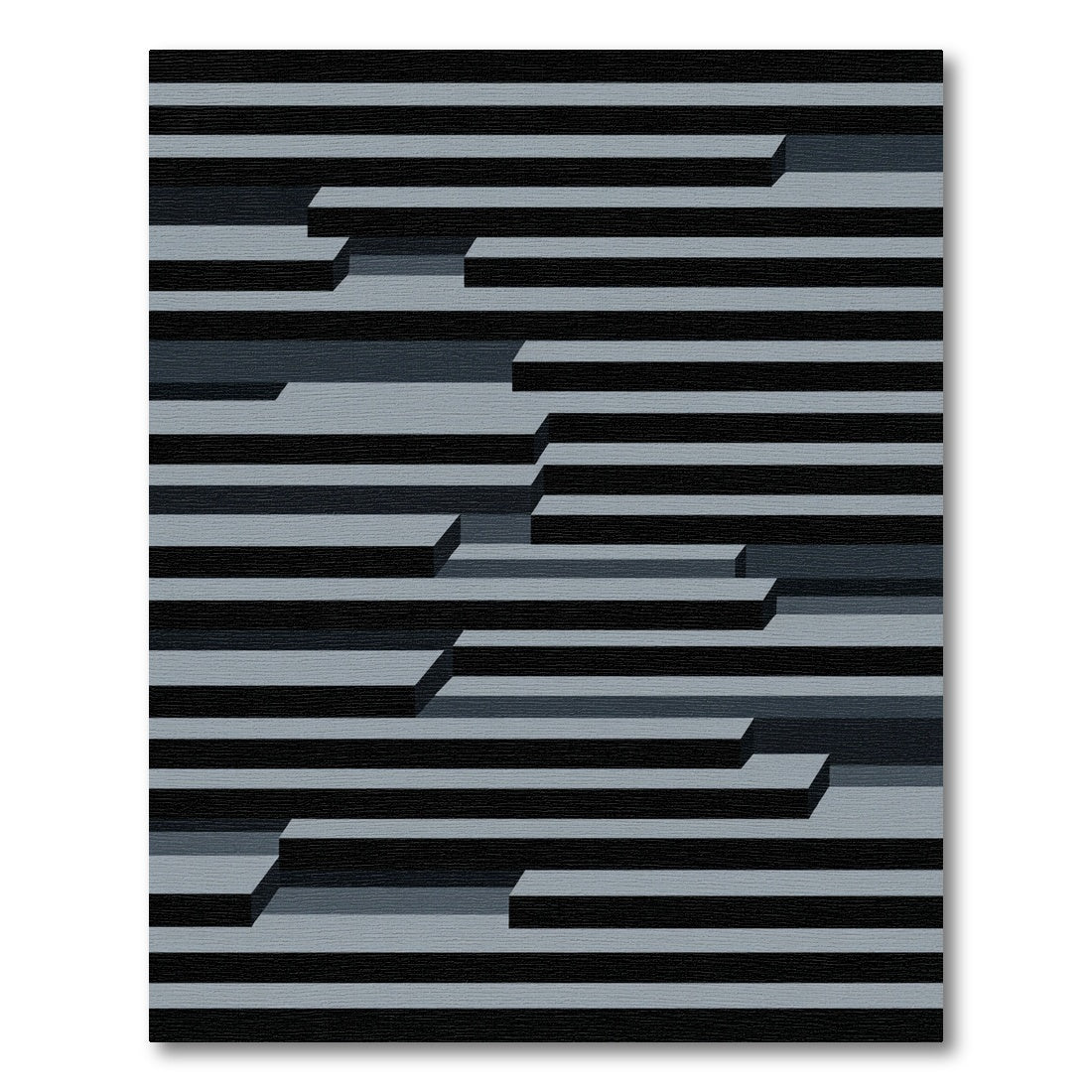 Minimalist Gray Monochromatic Geometric Layered Rug