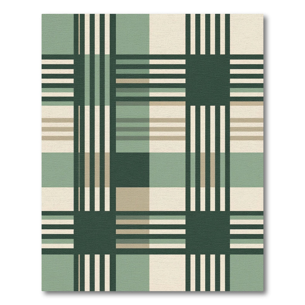 Sage Green and Cream Plaid Grid Rug