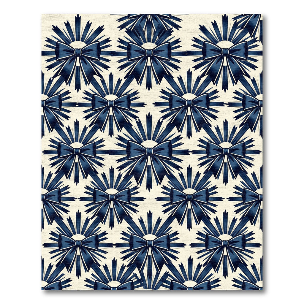 Elegant Navy Bow Sunburst Lattice Rug