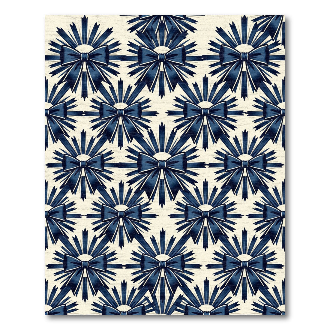 Elegant Navy Bow Sunburst Lattice Rug
