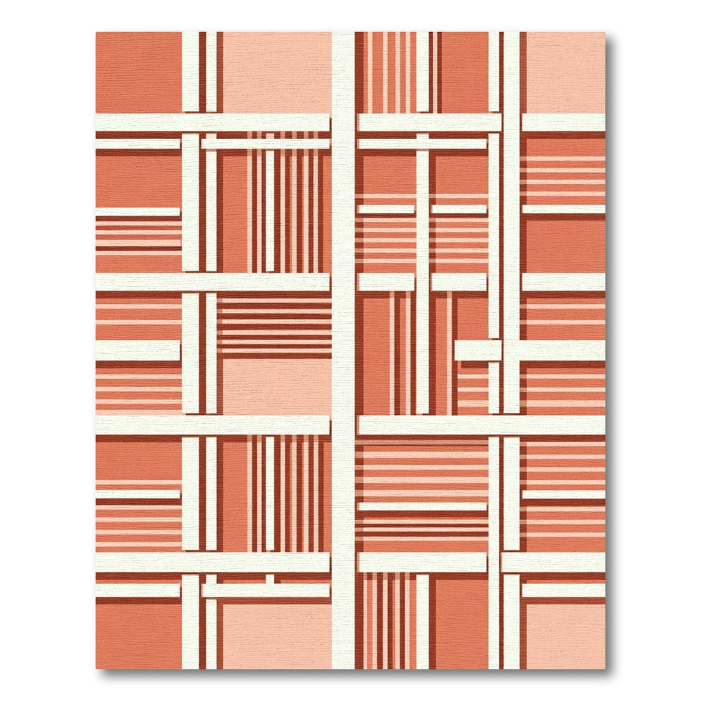 Coral Geometric Intertwined Stripe Rug