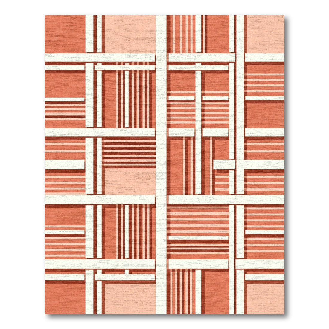 Coral Geometric Intertwined Stripe Rug