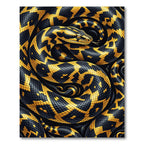 Golden Black Serpentine Abstract Coil Rug