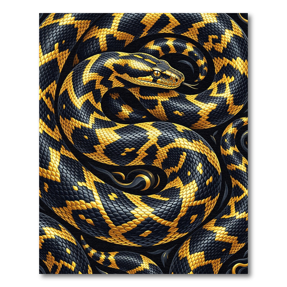 Golden Black Serpentine Abstract Coil Rug