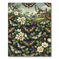 Whimsical Golden Butterfly and Blackberry Garden Rug