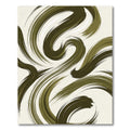 Modern Olive Abstract Flowing Curves Rug