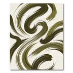Modern Olive Abstract Flowing Curves Rug