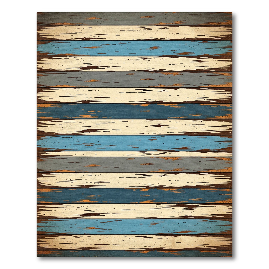 Coastal Distressed Wooden Plank Stripe Rug
