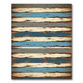 Coastal Distressed Wooden Plank Stripe Rug