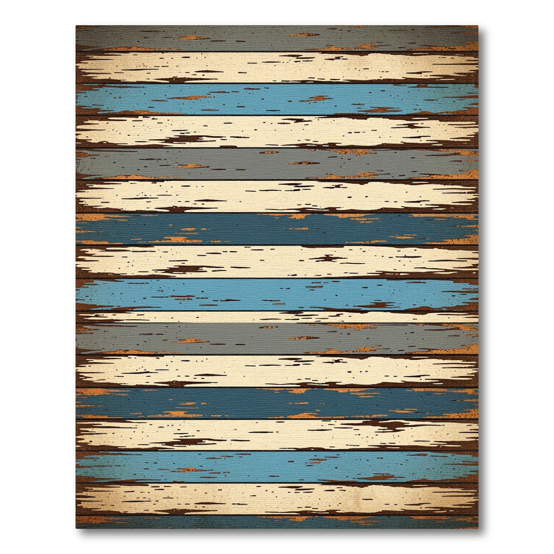 Coastal Distressed Wooden Plank Stripe Rug