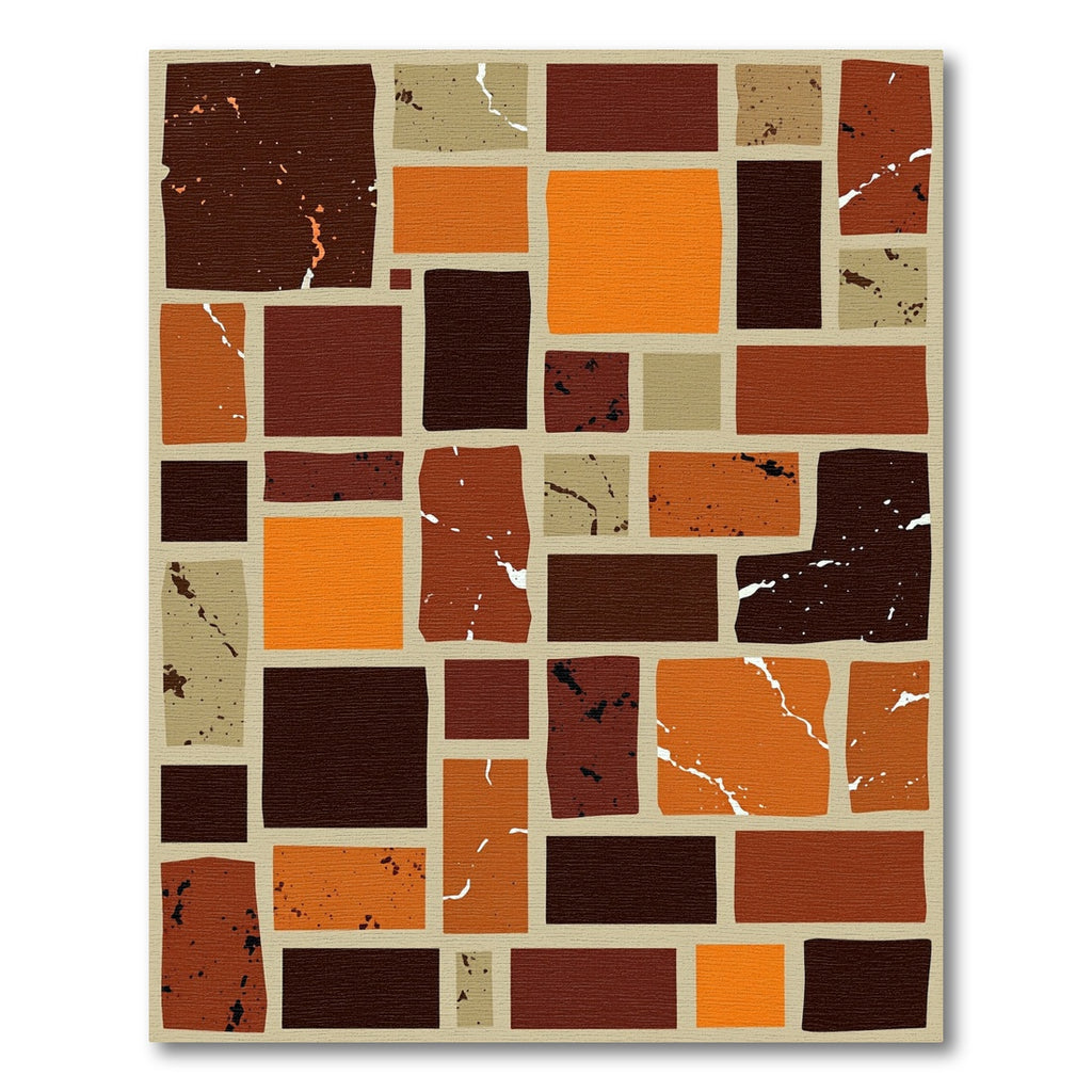 Terracotta Abstract Block Arrangement Accent Rug