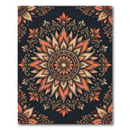 Earthy Orange Floral Mandala Medallion Rug
