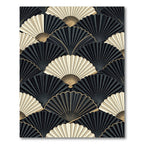 Sophisticated Black and Gold Fan Art Deco Rug