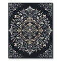 Elegant Silver Scrollwork Medallion Rug