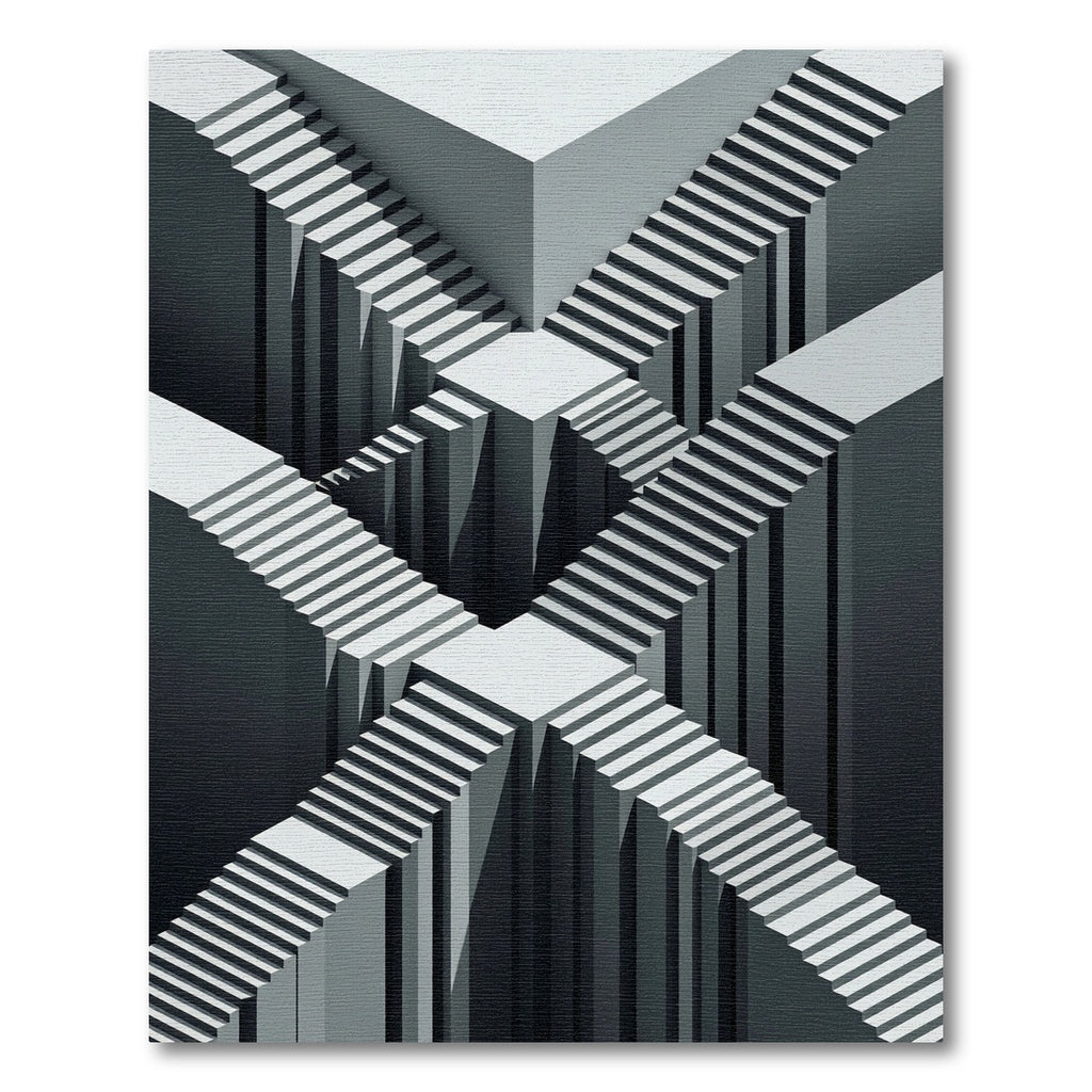 Monochromatic Geometric Illusion Stairway Rug