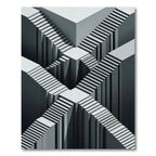 Monochromatic Geometric Illusion Stairway Rug