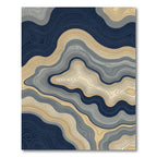 Navy and Gold Abstract Topographic Wave Rug