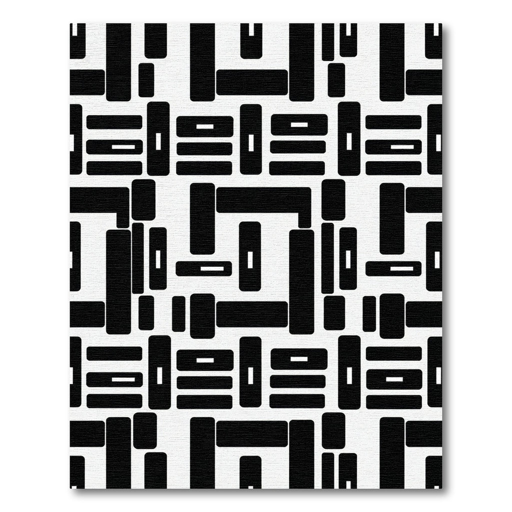 Bold Black Geometric Fragment Composition Rug