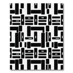 Bold Black Geometric Fragment Composition Rug