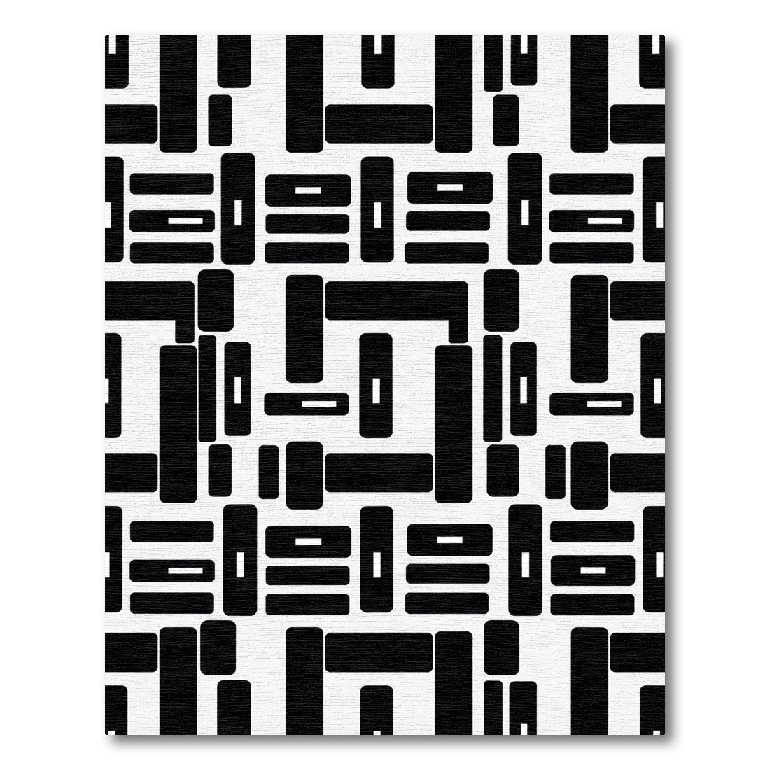 Bold Black Geometric Fragment Composition Rug