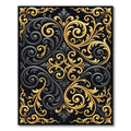 Black Gold Ornate Scrollwork Rug