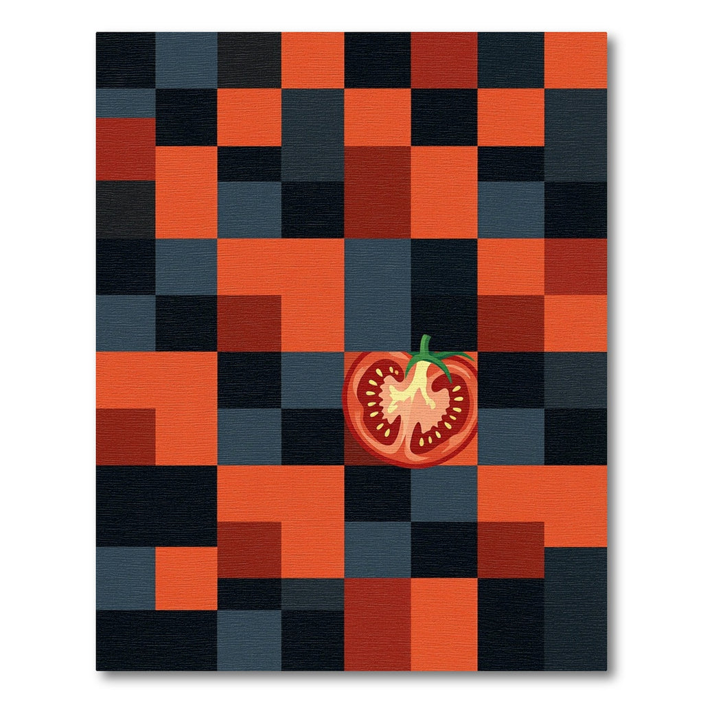 Modern Tomato Slice Geometric Block Rug