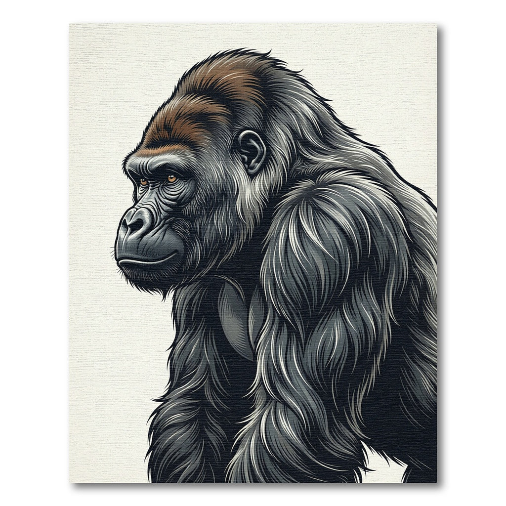 Majestic Silverback Gorilla Profile Portrait Rug
