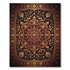 Ornate Gold Floral Medallion Area Decor Rug