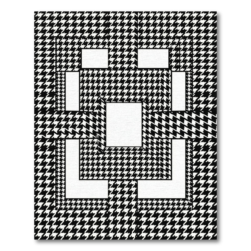Monochrome Houndstooth Geometric Block Grid Rug