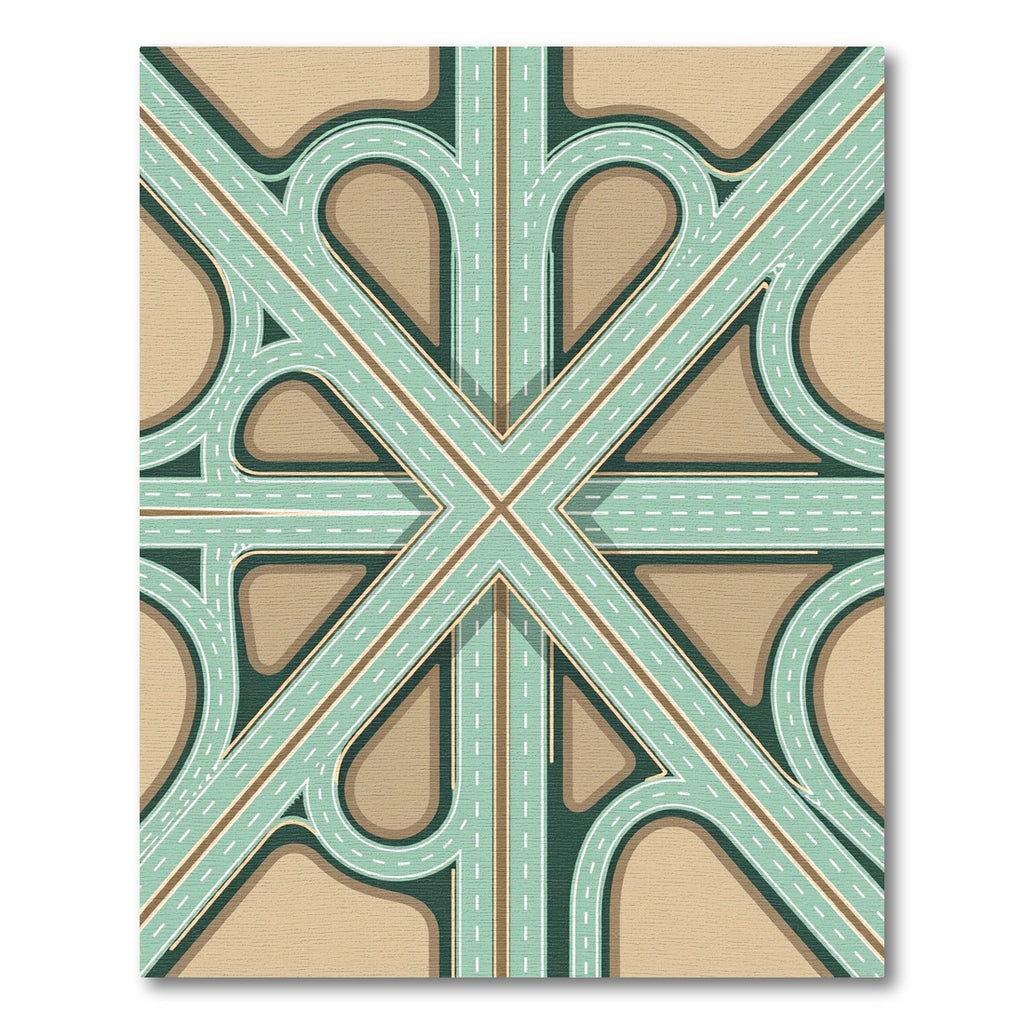 Modern Teal Geometric Intersection Rug