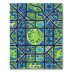 Modern Vibrant Cityscape Grid Map Rug