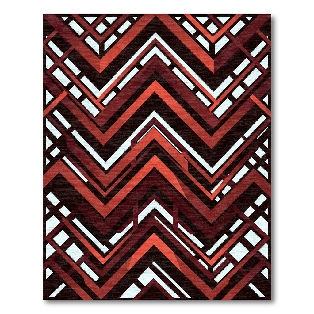 Bold Crimson Geometric Chevron Abstract Rug