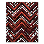 Bold Crimson Geometric Chevron Abstract Rug