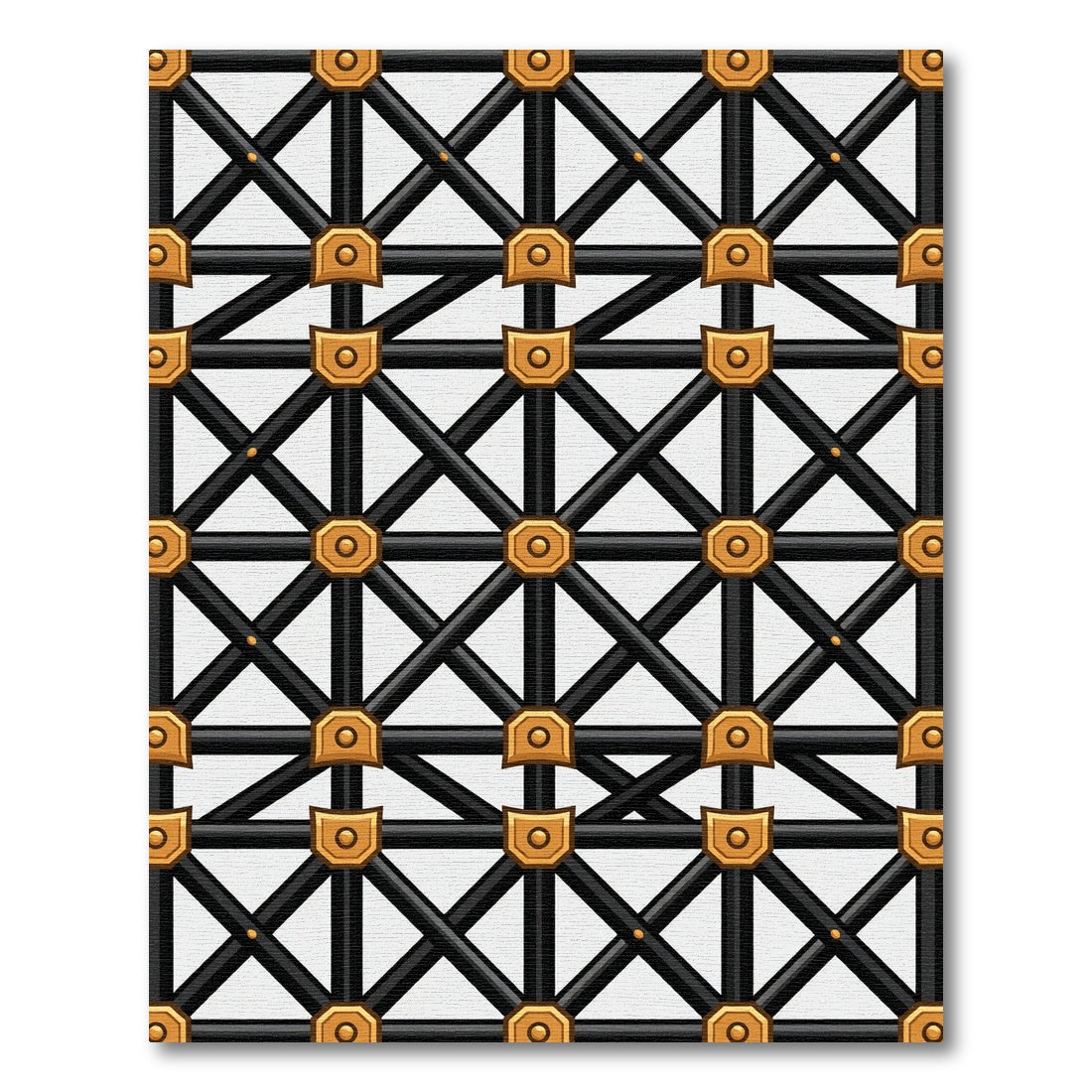 Black Gold Intersecting Grid Pattern Rug