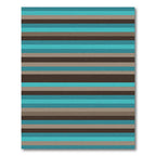 Modern Striped Teal Brown Accent Rug