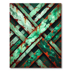 Distressed Aqua Orange Weave Rug
