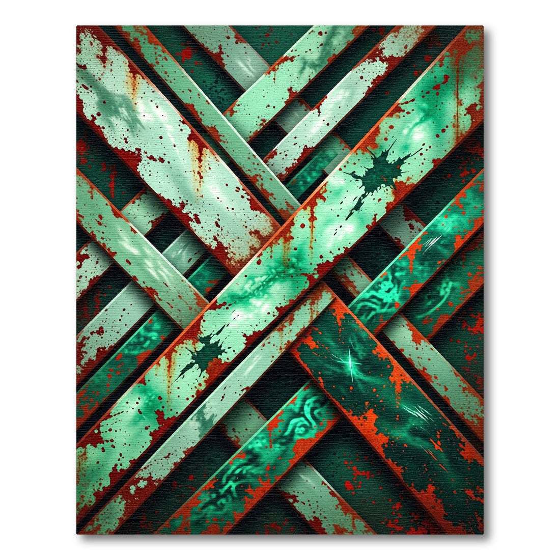 Distressed Aqua Orange Weave Rug