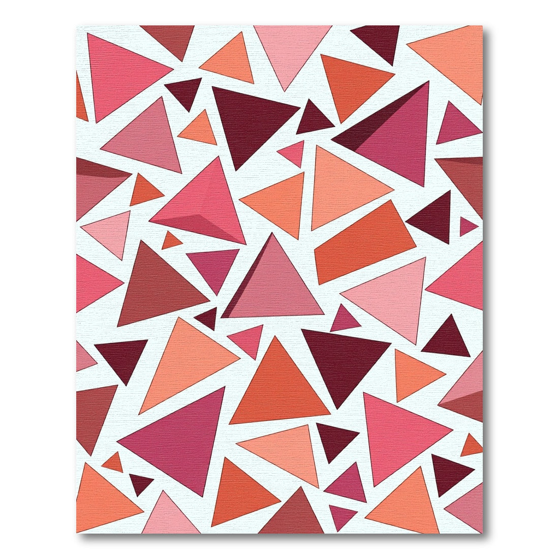 Crimson Coral Geometric Triangle Collage Rug