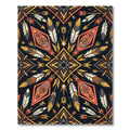 Tribal Orange Gold Feather Arrow Rug