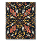 Tribal Orange Gold Feather Arrow Rug
