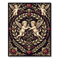 Cherubic Heart Scrollwork Black Rug