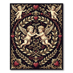 Cherubic Heart Scrollwork Black Rug