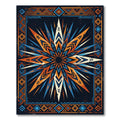Vibrant Orange Blue Sunburst Border Rug