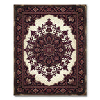 Dark Crimson Floral Ornate Medallion Rug