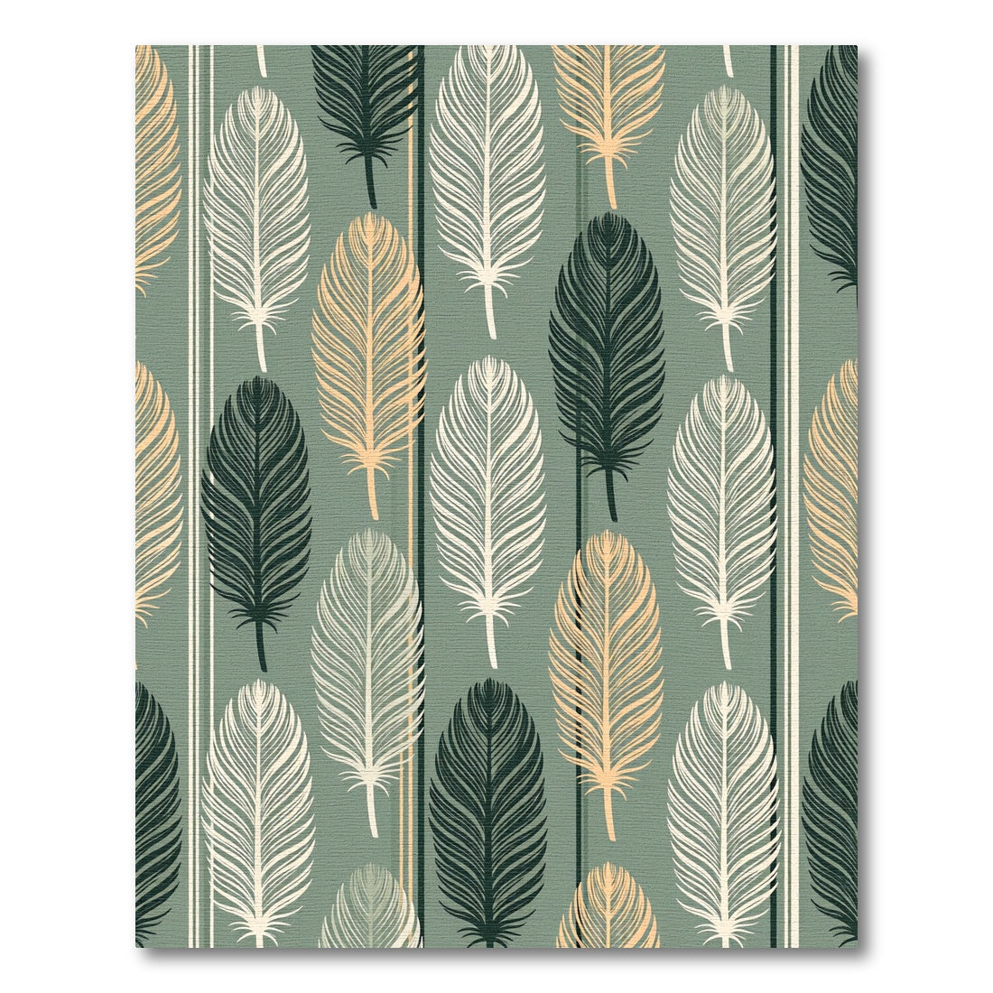 Sage Green Feathered Botanical Stripe Rug