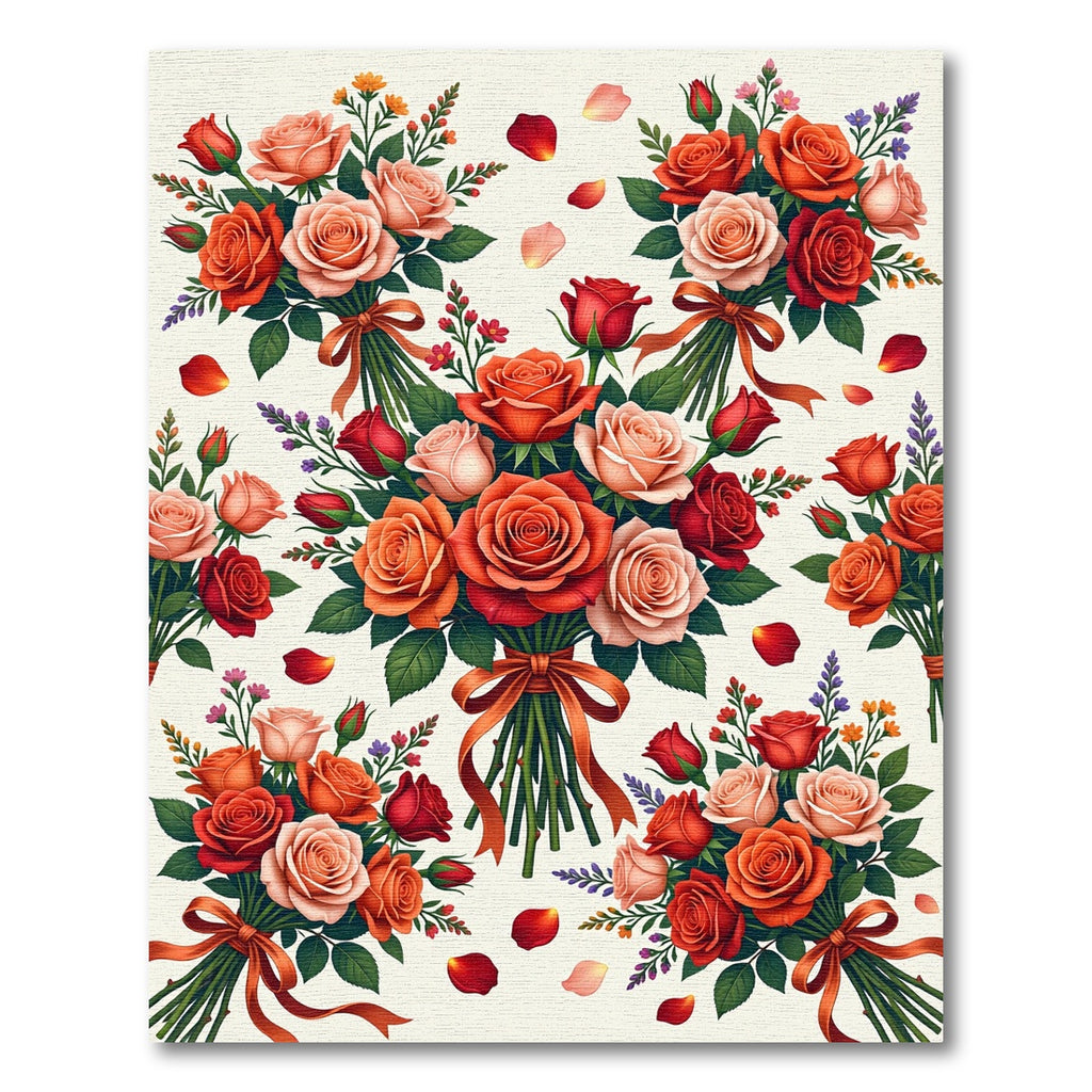 Romantic Coral Rose Bouquet Arrangement Rug