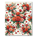 Romantic Coral Rose Bouquet Arrangement Rug